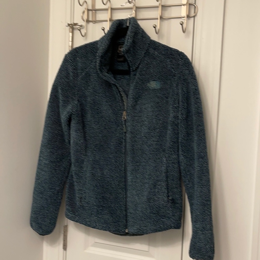 North Face ribbed green fleece jacket
